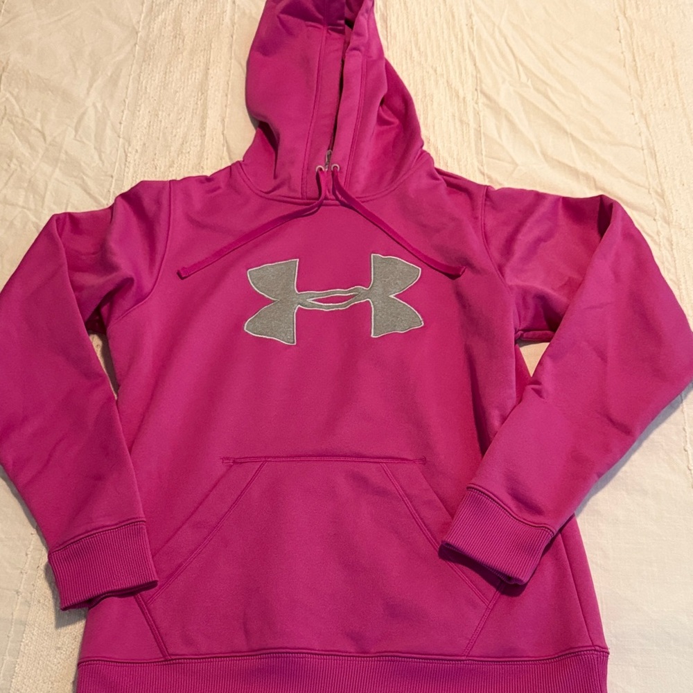 Under Armour women’s Fuchsia Hoodie with Gray Logo